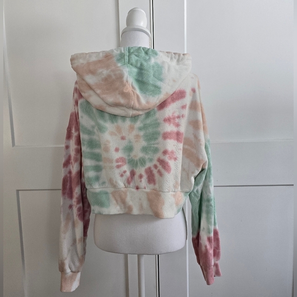 Aeropastale Tie-Dye Hoodie Sweatshirt - Pink, Green, Cream - Picture 8 of 12